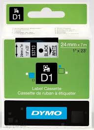 DYMO 53713 D1 Tape 24mm x 7m sort p hvid, S0720930