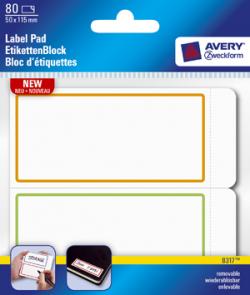 Avery 8317 Label Pads,  farvede rammer, 115x50 40ark (Udsalg f stk)