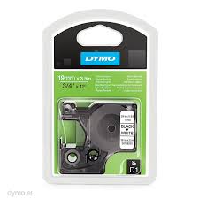 DYMO 16958 D1 Tape Fleksibel 19mm x 3,5m sort p hvid, S0718050