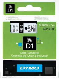 DYMO 40913 D1 Tape 9mm x 7m sort p hvid, S0720680