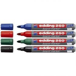Edding 250-4 board marker, rund spids 1,5-3mm, etui m. 4 farver