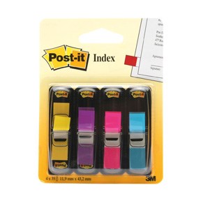Post-it Indexfaner 11,9x43,1 ass. neon (4), 3M 7000052572, 6 pakker