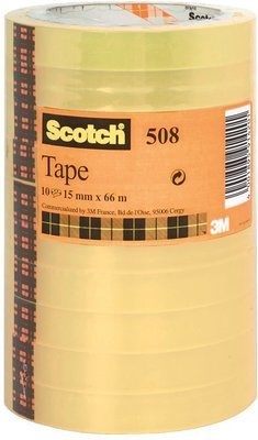 Tape Scotch 508 15mmx66m trn klar 10stk, 3M 7100213177