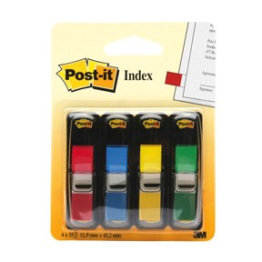 Post-it Indexfaner 11,9x43,1 ass. farver (4), 3M 7000144923, 6 pakker