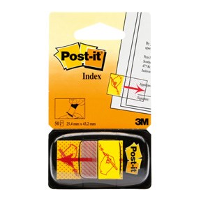 Post-it Indexfaner 25x43,2 \"sign here\" gul, 3M 7000144931, 6stk