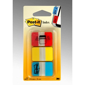 Post-it Indexfaner 25,4x38,1 Strong (3), 3M 7000146810, 6 pakker