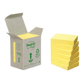 Post-it Notes 38x51 recycled gul (6), 3M 7100172254, 3 sker
