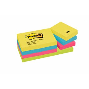 Post-it Notes 38x51 Energetic (12stk), 3M 7100290179, 6 pakker