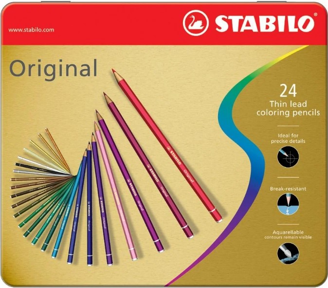 Stabilo Original 87, farveblyanter i metaletui 24stk (Udsalg få stk)