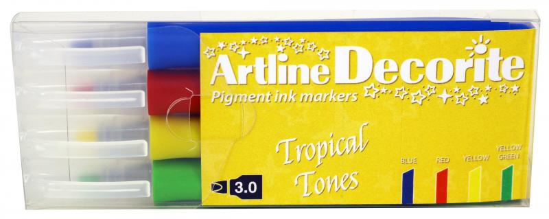 Decorite Flat Tropical 4-st, Artline EDF-3W4 Tropical, 6stk
