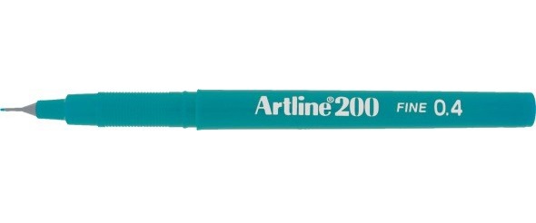 Fineliner 200 Fine 0.4 mrkegrn, Artline EK-200 D.green, 12stk