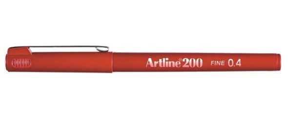 Fineliner 200 Fine 0.4 mrkerd, Artline EK-200 darkred, 12stk