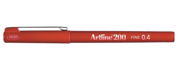 Fineliner 200 Fine 0.4 rd, Artline EK-200 red, 12stk