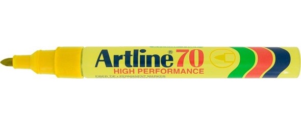 Marker 70 Permanent 1.5 gul, Artline EK-70 yellow, 12stk