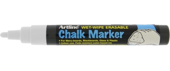Chalk Marker 2.0mm spids hvid, Artline EPW-4 white, 12stk