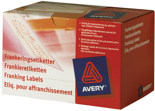 Avery 43-065 Frankerings Etiketter, 2 per ark, 38X135 boks med 1000 ark