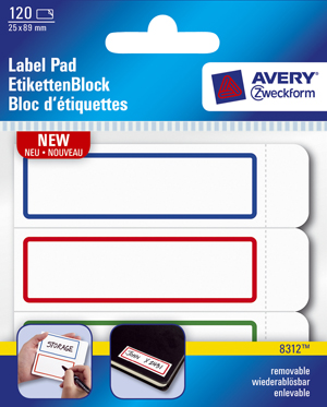 Avery 8312 Label Pads, farvet ramme 89x25 40ark (Udsalg få stk)