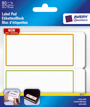 Avery 8317 Label Pads,  farvede rammer, 115x50 40ark (Udsalg få stk)