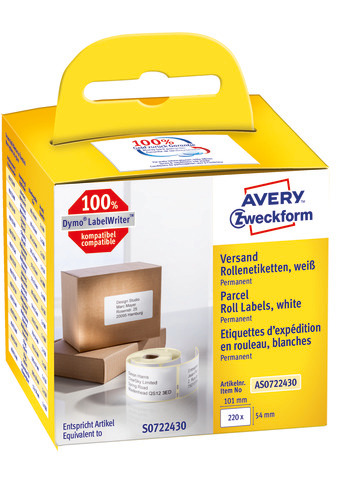 Avery Labelrulle, Shipping, 101x54mm, AS0722430, 220stk