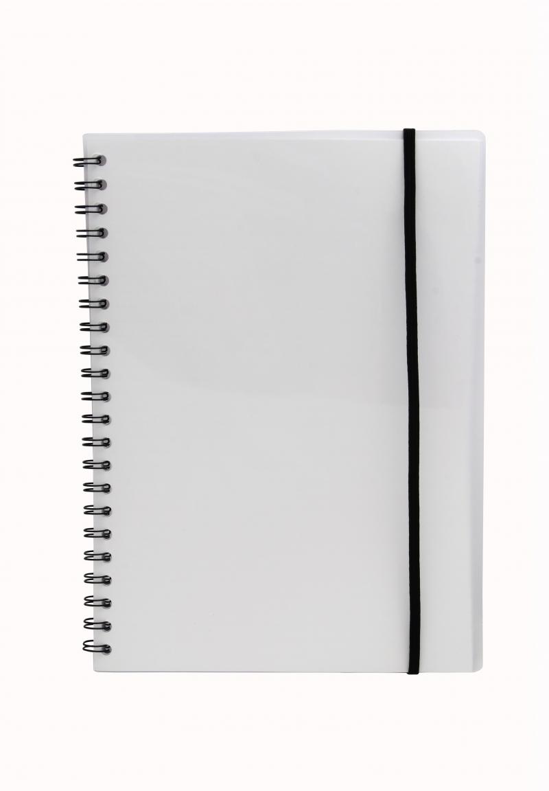 Notesbog A4 plast med spiralryg transparent, Bngers 421064