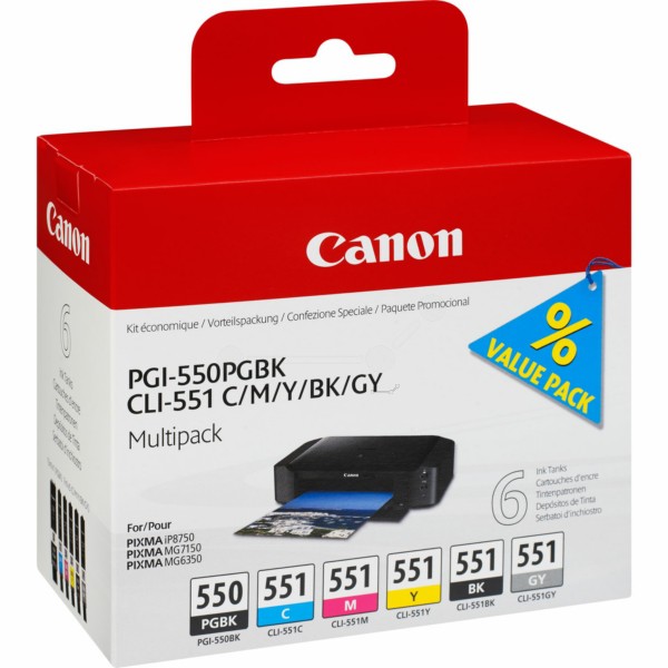 Blkpatroner PGI-550/CLI-551 / 6496B005 vrdipakke originale Canon