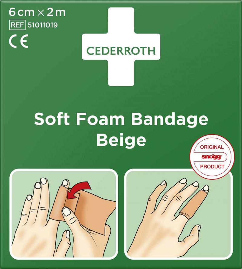 Soft Foam Bandage Beige 6cm x 2m, Cederroth 51011019