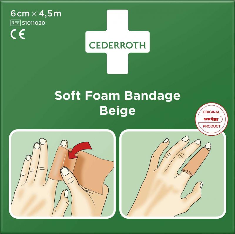 Soft Foam Bandage Beige 6cm x 4,5m, Cederroth 51011020