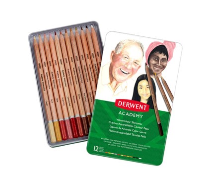 Akvarel hudfarve blyanter 12 stk. Derwent 2300386 (6 æsker)