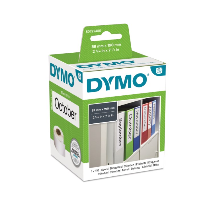 DYMO 99019 X-stor etiket til mapper 59 x 190 mm, 110 stk. S0722480
