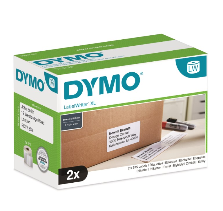 DYMO Store etiketter 59x102mm stor rulle S0947420 2x575stk