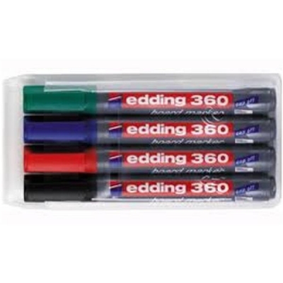 Edding 360-4 board marker, rund spids 1,5-3mm, 4-etui (10stk.)
