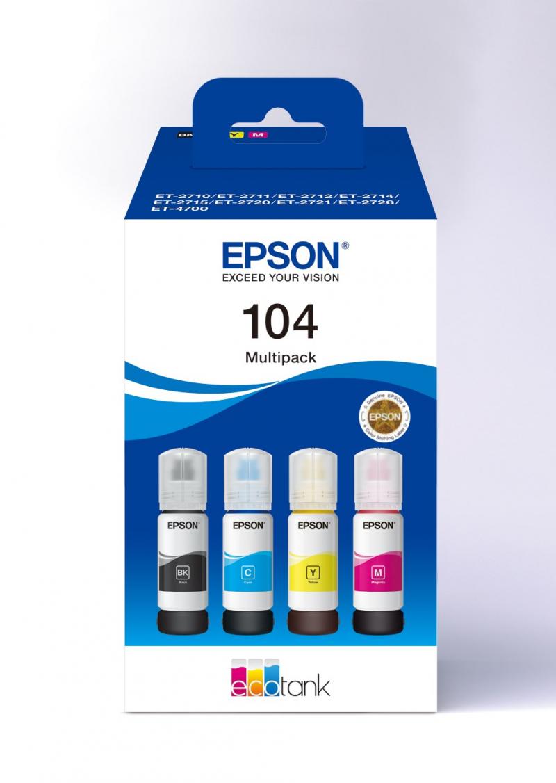T104 EcoTank 4-colour Multipack, Epson C13T00P640