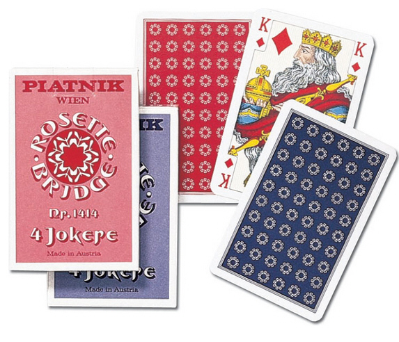 Spillekort Piatnik Rosette bridge 2414 med 4 jokere, dobbeltpakning