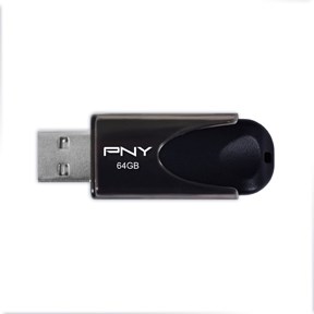 USB 2.0 Attache 4 64GB, sort, PNY FD64GATT4-EF