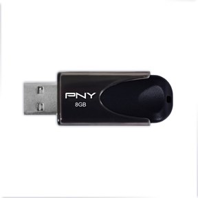 USB 2.0 Attache 4 8GB, sort, PNY FD8GBATT4-EF