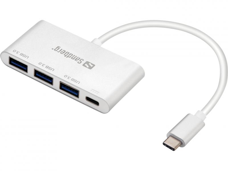 USB-C to 3 x USB 3.0 Converter, hvid, Sandberg 136-03