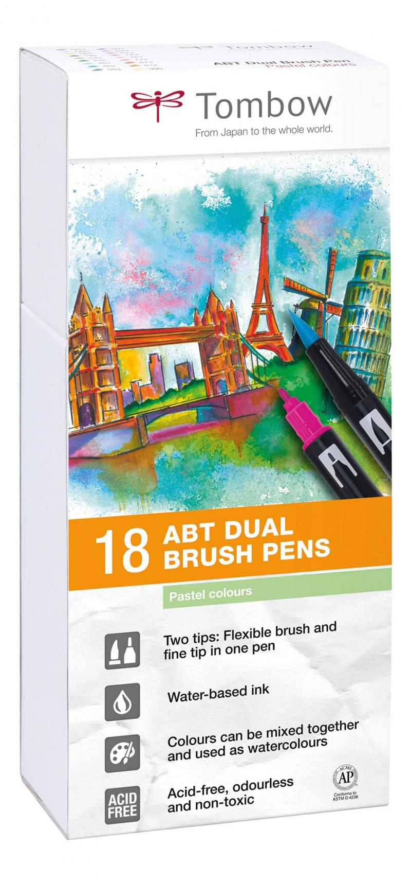 Markers Dual Brush 18P-5 Pastel st, Tombow ABT-18P-5