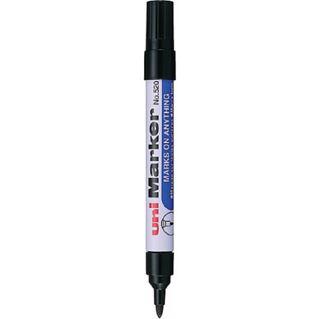 Uni Marker 520F Sort marker med rund spids 1-3mm (12stk), 40152046