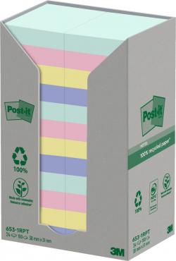 Post-it Recycled mix colors 38x51 100sh (24stk), 3M 7100259447