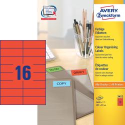 Avery 3452 Universale Labels/Etiketter, RØDE 105x37 16 pr.ark 100ark