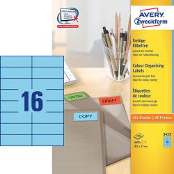 Avery 3453 Universale Labels/Etiketter, blå 105x37 16 pr.ark 100ark