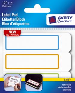Avery 8313 Label Pads, farvet ramme, 89x25 40ark (Udsalg få stk)