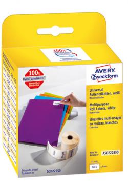 Avery Labelrulle, Multibrug, aftagelige 19x51mm, AS0722550, 500stk