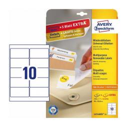 Avery L4744Rev-25 Aftagelige etiketter 10 pr. ark 96 x 50,8 30ark