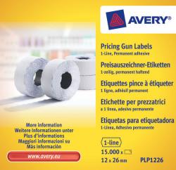 Avery PLP1226 Hvid Prisetiket 1 linie, op til 8 cifre, Permanente, 1500 pr. rulle, 26x12 mm (10stk.)