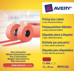 Avery RPLP1226 Rød Prisetiket 1 linie, op til 8 cifre, Permanente, 1500 pr. rulle 26x12 mm (10stk.)
