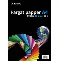 Farvet papir A4 80 gr. ass. farver 50stk, Büngers 875080, 10stk