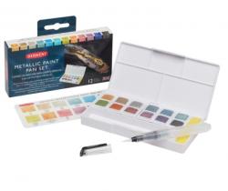 Akvarelfarver Metallic 12 farver, Derwent 2305657, 6stk