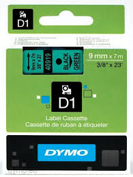 DYMO 40919 D1 Tape 9mm x 7m sort på grøn, S0720740
