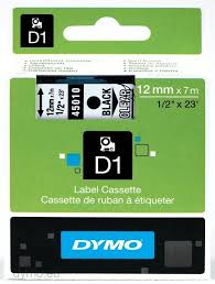 DYMO 45010 D1 Tape 12mm x 7m sort på klar/transparent, S0720500